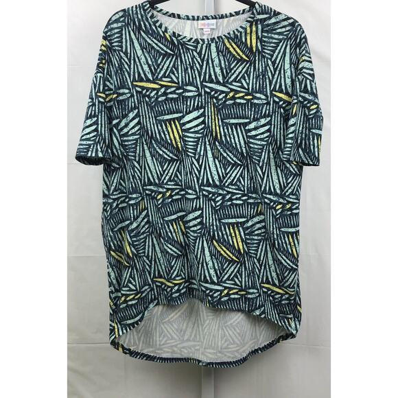 Lularoe Irma Tunic Women XXS Green Floral Fleece Stretch Hi Low Round Hem Soft - Picture 1 of 10